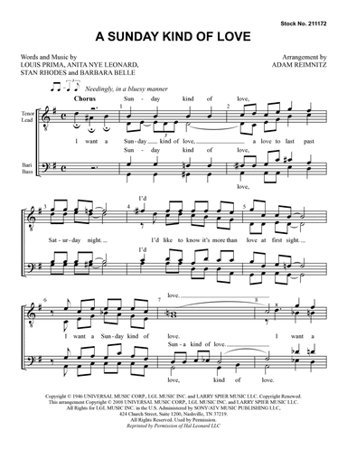 A Sunday Kind of Love (arr. Adam Reimnitz)