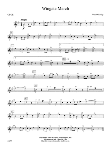 Wingate March: Oboe