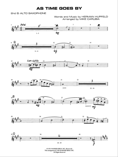 As Time Goes By: 2nd E-flat Alto Saxophone