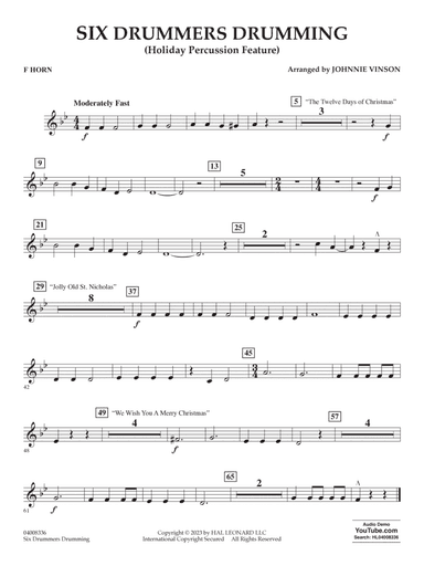 Six Drummers Drumming (Holiday Percussion Feature) - F Horn
