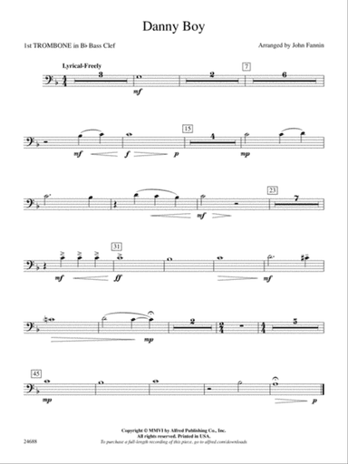 Danny Boy: (wp) 1st B-flat Trombone B.C.