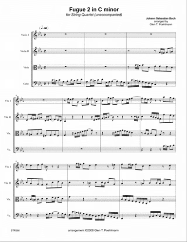 FUGUE #2 in C minor (J.S. Bach) for STRING QUARTET