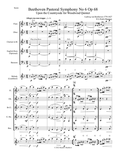 Beethoven Pastoral Symphony No 6 Countryside Arrival Woodwind Quintet