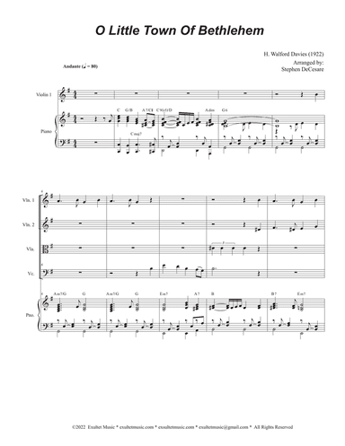 O Little Town Of Bethlehem (String Quartet and Piano)