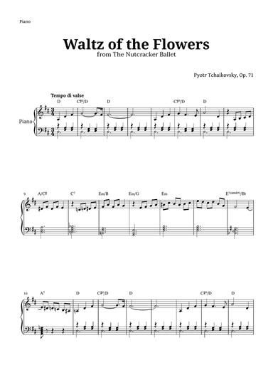 Waltz of the Flowers by Tchaikovsky for Intermediate Piano