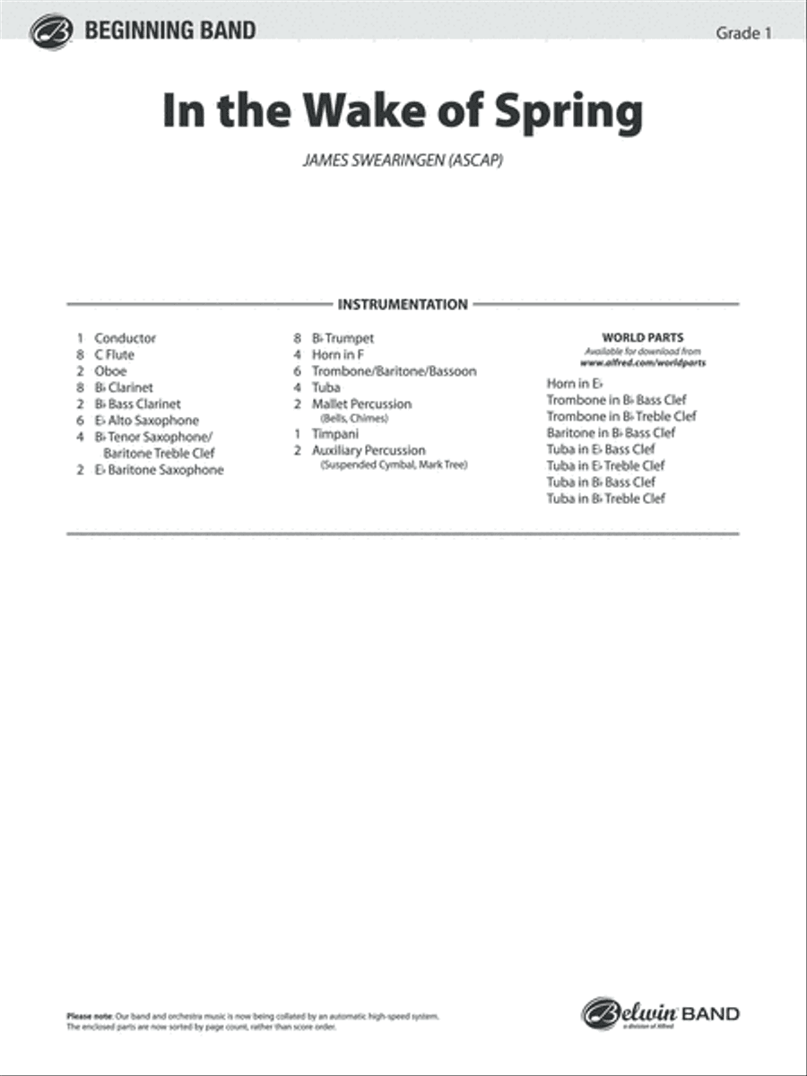 In the Wake of Spring: Score