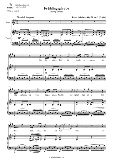 Fruhlingsglaube, Op. 20 No. 2 (D. 686) (G Major)
