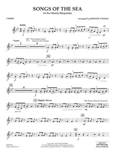 Songs of the Sea (A Sea Shanty Rhapsody) - F Horn