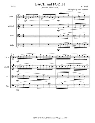 Bach & Forth - (based on Invention #4 by J.S. Bach) - String Quartet