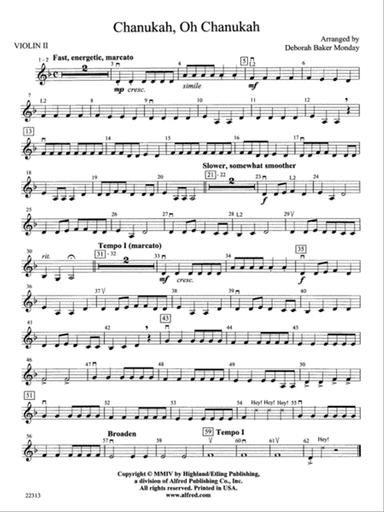 Chanuka, Oh Chanukah: 2nd Violin
