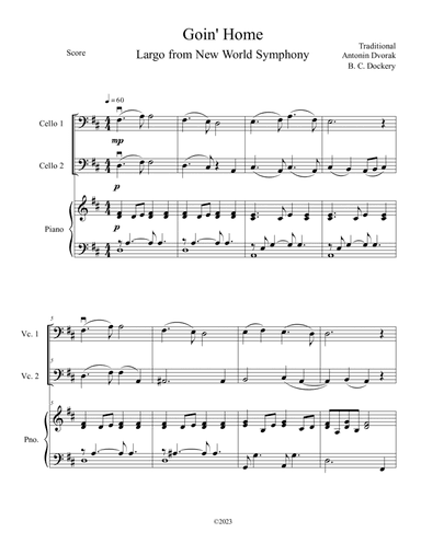 Goin' Home - Largo from New World Symphony (Cello Duet with Piano Accompaniment)