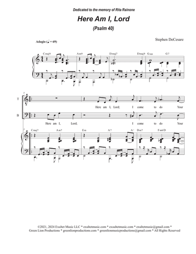 Here Am I, Lord (Psalm 40) (2-part choir - (TB)