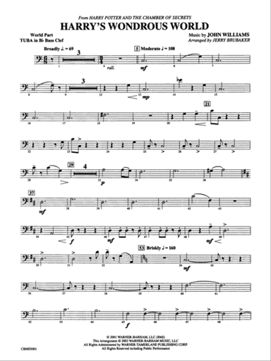 Harry's Wondrous World (from Harry Potter and the Chamber of Secrets): (wp) B-flat Tuba B.C.