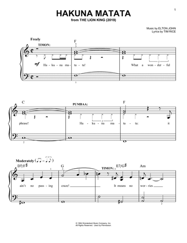 Hakuna Matata (from The Lion King 2019)