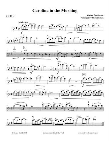 Carolina in the Morning, arranged for four cellos / cello quartet
