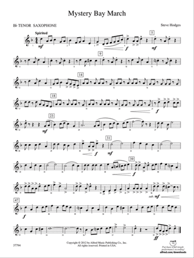 Mystery Bay March: B-flat Tenor Saxophone
