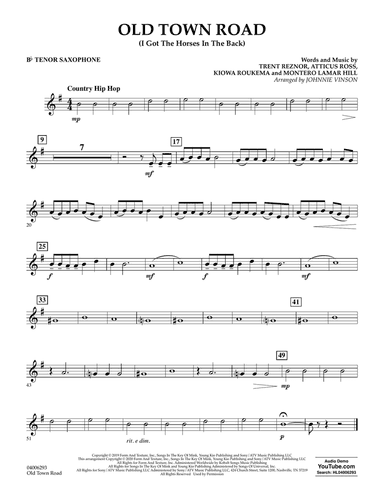 Old Town Road (arr. Johnnie Vinson) - Bb Tenor Saxophone