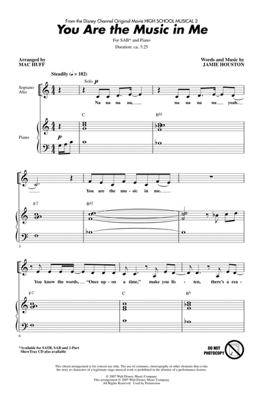 You Are The Music In Me (from High School Musical 2) (arr. Mac Huff)