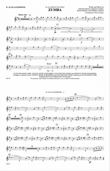 Zumba: E-flat Alto Saxophone