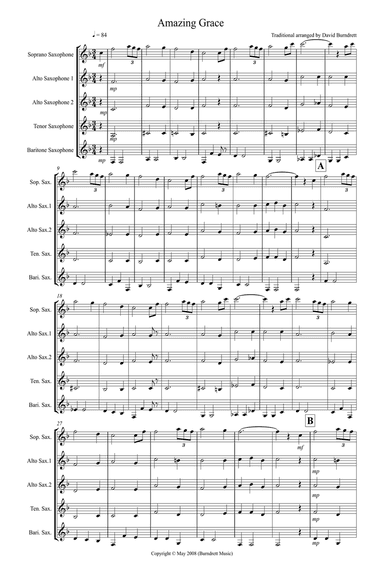 Amazing Grace for Saxophone Quintet