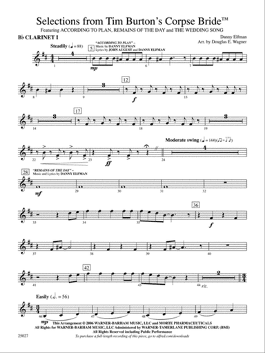 Corpse Bride, Selections from Tim Burton's: 1st B-flat Clarinet