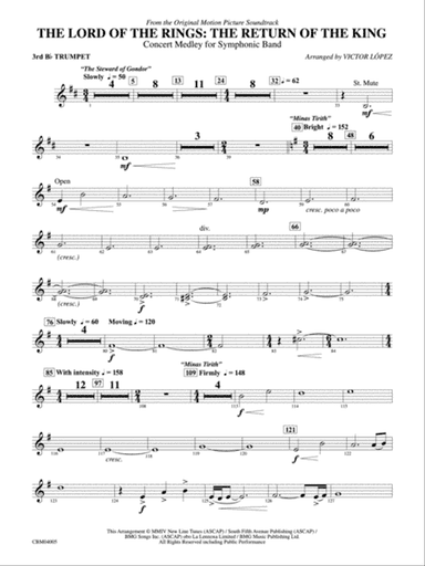 The Lord of the Rings: The Return of the King, Symphonic Suite from: 3rd B-flat Trumpet