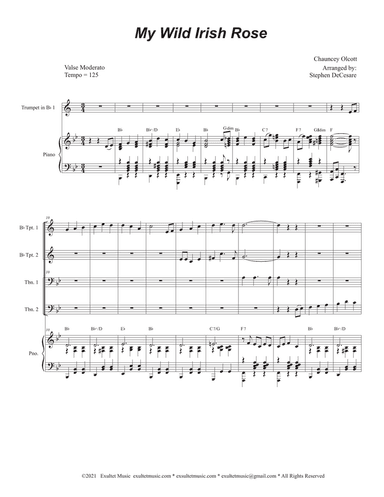 My Wild Irish Rose (Brass Quartet and Piano - Alternate Version)