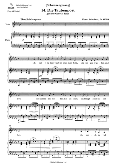 Die Taubenpost, D. 957 No. 14 (D-flat Major)