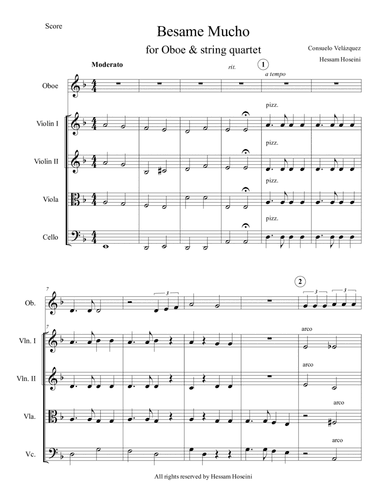 Besame Mucho (for Oboe & String quartet)