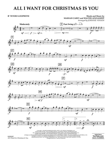 All I Want For Christmas Is You (arr. Johnnie Vinson) - Bb Tenor Saxophone