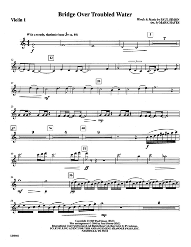 Bridge Over Troubled Water (arr. Mark Hayes) - Violin 1