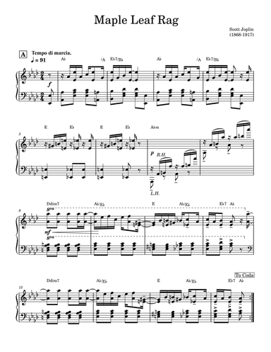Maple Leaf Rag with chords