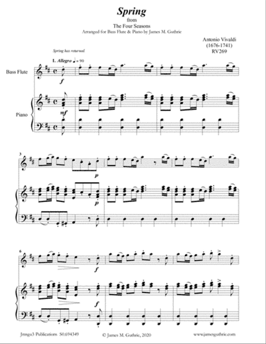 Vivaldi: The Four Seasons Complete for Bass Flute & Piano