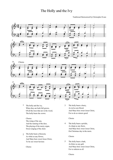 The Holly and the Ivy arranged for SATB
