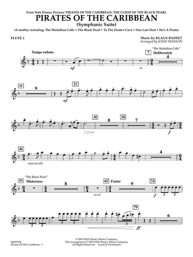 Pirates Of The Caribbean (Symphonic Suite) (arr. John Wasson) - Flute 1