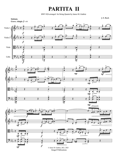 BACH: Partita No. 2 BWV 826 for String Quartet