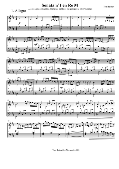 Piano Sonata nÂș1 for piano in D Major