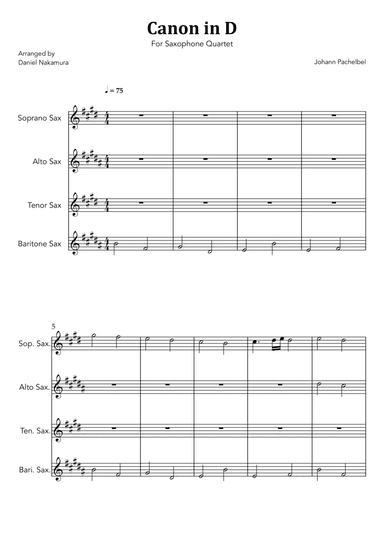 Canon In D (for Saxophone Quartet)