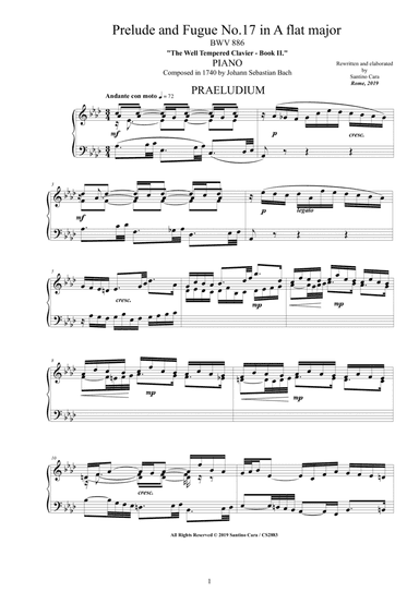 Bach - Prelude and Fugue No.17 in A flat major BWV 886 for Piano