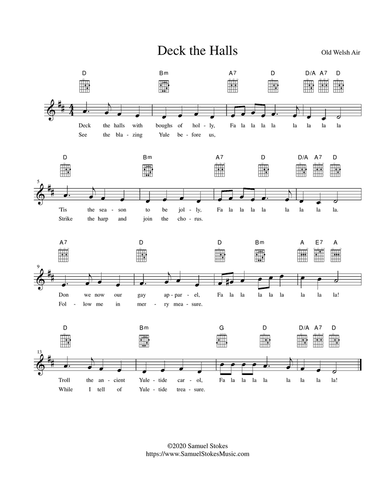 Deck the Halls - lead sheet in D major