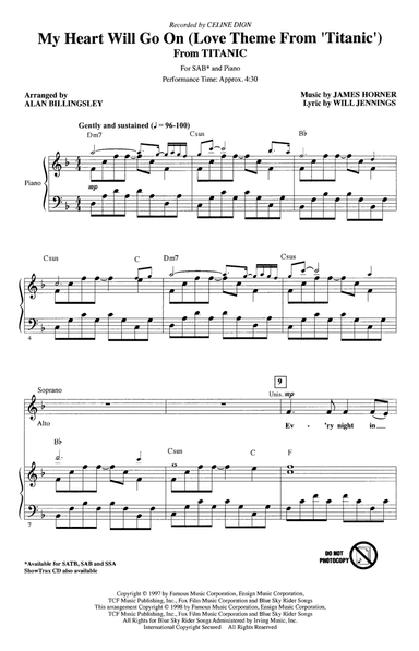 My Heart Will Go On (Love Theme From 'Titanic') (arr. Alan Billingsley)