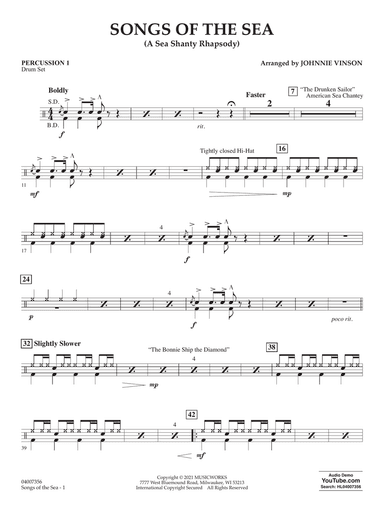 Songs of the Sea (A Sea Shanty Rhapsody) - Percussion 1