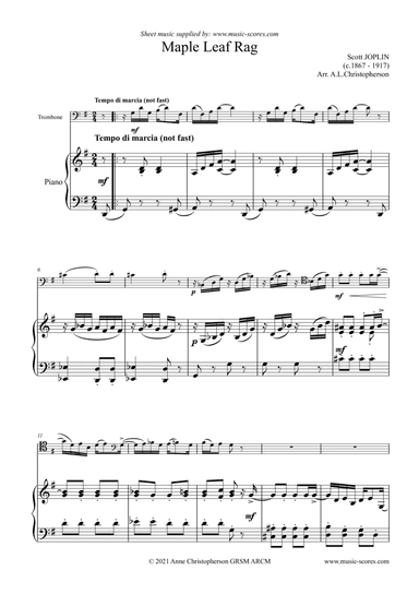 Maple Leaf Rag - Trombone and Piano
