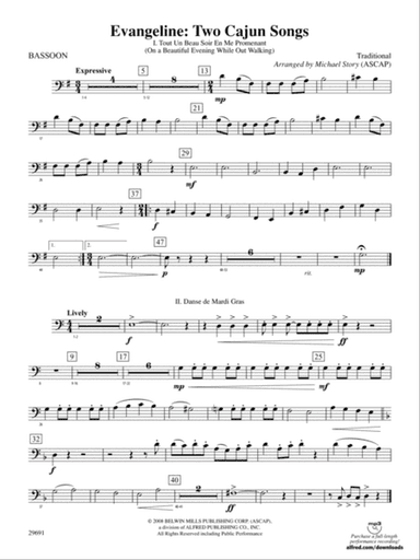 Evangeline: Two Cajun Songs: Bassoon