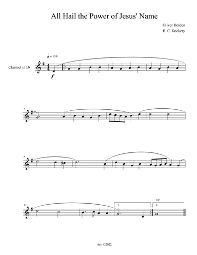 All Hail the Power of Jesus' Name (Clarinet Solo)