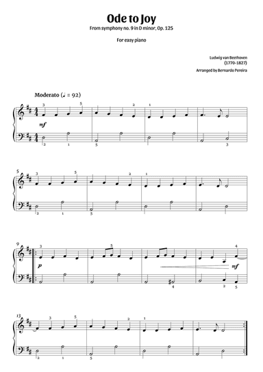 Ode To Joy (easy piano)