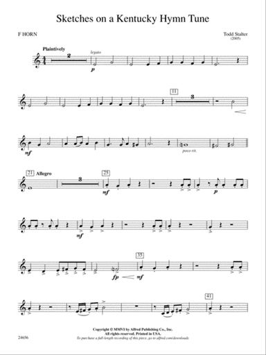 Sketches on a Kentucky Hymn Tune: 1st F Horn