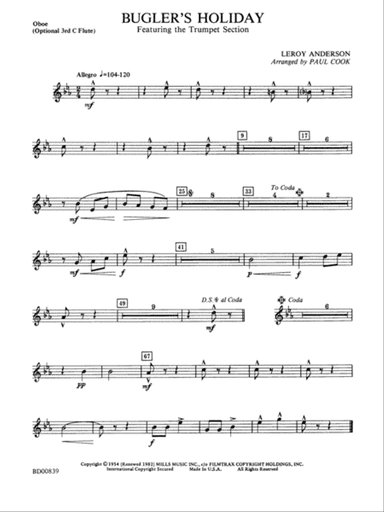 Bugler's Holiday (featuring the Trumpet Section): Oboe
