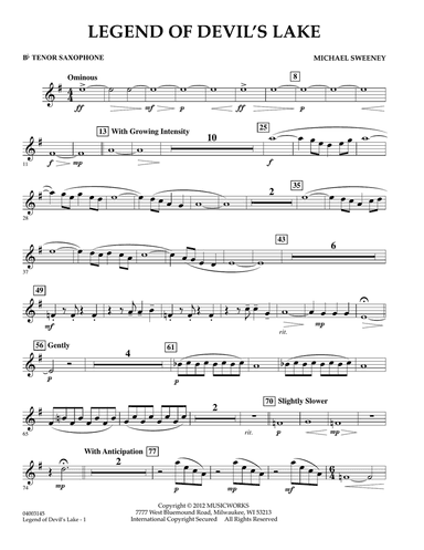 Legend Of Devil's Lake - Bb Tenor Saxophone