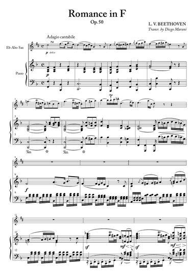 Romance in F for Alto Saxophone and Piano